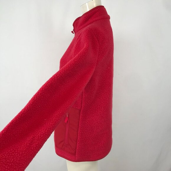 T BY TALBOTS ~ WOMENS SMALL ~ RED FLEECE CARGO FULL ZIP JACKET - Picture 4 of 7